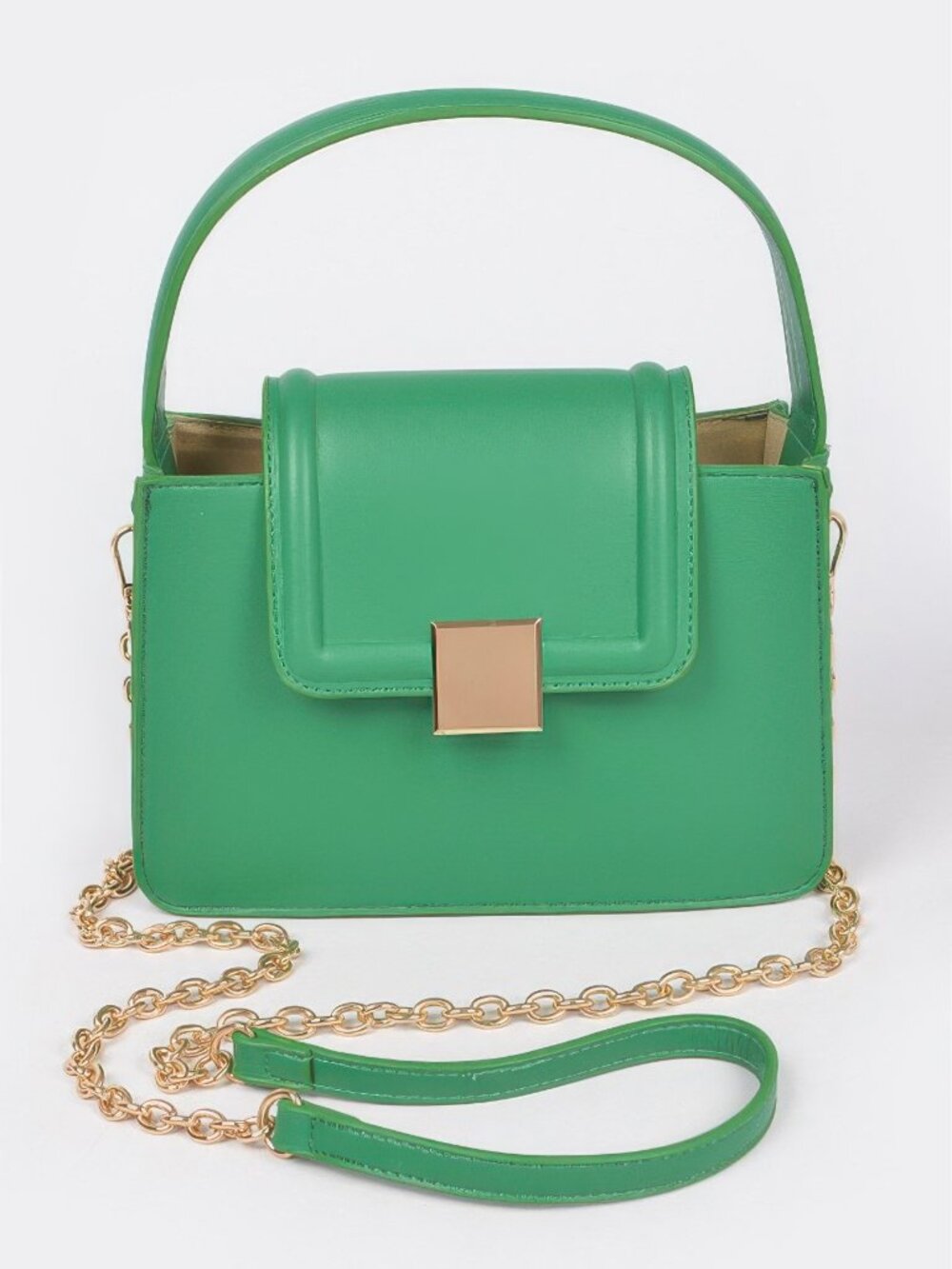 Faux Leather Top Handle Crossbody Bag